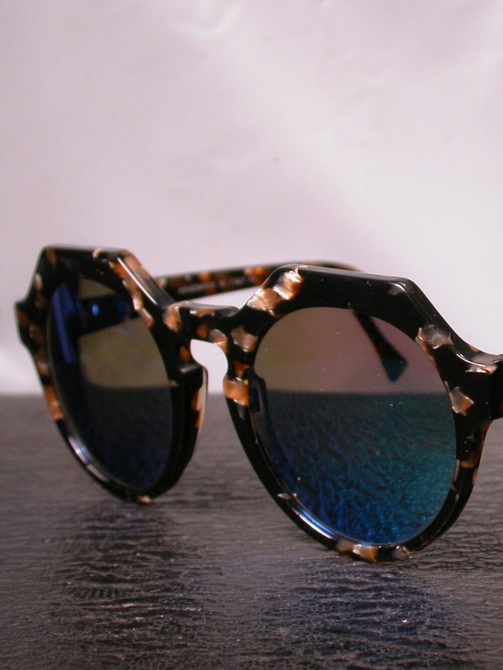 See Dark Gold Tortoise Sunglasses Round Frames Hand Made in Italy